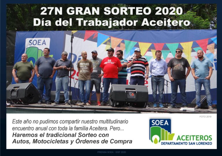 SOEA informa cómo será el Sorteo Celebración del Día Trabajador Aceitero 2020